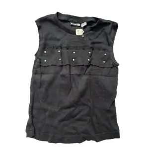 Vintage Illig Womens Sleeveless Top, Black, Grommets, Size Medium - Picture 1 of 4