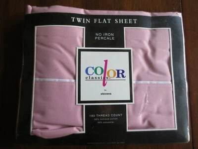 STEVENS Color Classics ANTIQUE ROSE No Iron Percale TWIN FLAT SHEET - Image 1 of 4