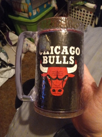 VTG‼ Thermo-Serv CHICAGO BULLS Frosted 6" Mug Plastic Beer Stein USA MADE •VGUC‼ Cover