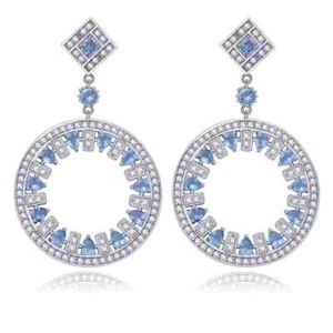 Made With Swarovski Crystals & Zircon The Orva Silver Dangle Earrings S9 - Picture 1 of 5