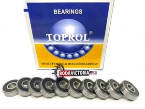 ZEN (10 QTY) 608 2RS BALL BEARING, RUBBER SEALED SKATEBOARD 608 DDU 8x22x7mm - Picture 1 of 4