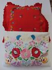 Hungarian Vintage 2 Pieces  Handembroidered  Pillow Case Kalocsa Pattern