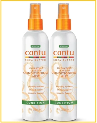 Pacote com 2 Cantu Leave-In Conditioning Mist com manteiga de karité pura, fl oz 8* - Imagem 1 de 4
