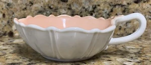 Vintage Anchor Hocking Pearl & Oyster Heart Shape Peach White Dish Bowl - Picture 1 of 9