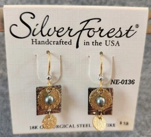 Pendientes colgantes en capas de acero quirúrgico Silver Forest 18k EE. UU. NE0136 - Imagen 1 de 6