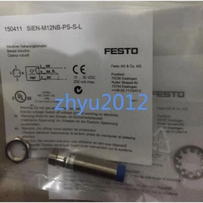 New One Festo SIEN-M12NB-PS-S-L 150411 Proximity Sensor Free Shipping - Image 1 of 2