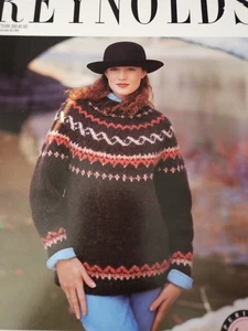 Reynolds Lopi Yoke Sweater Knitting Pattern 395 sz 40-50 - Picture 1 of 1
