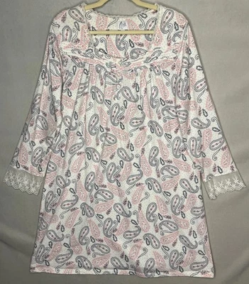 Camisón Aria Talla Grande Corto Ligero Tejido Rosa Gris Paisley Acogedor Pullover Foto 1 de 4