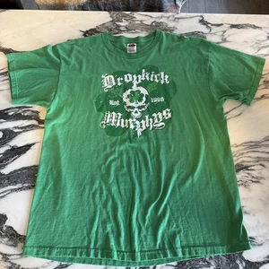 VINTAGE Dropkick Murphys Punk Rock Band T Shirt - Y2K Green Shamrock Skull xL - Picture 1 of 6