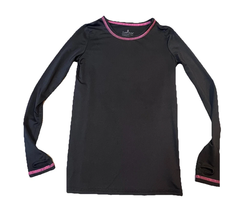 Top de pijama Cuddle Duds niñas pequeñas talla pequeña negro y rosa  Foto 1 de 4