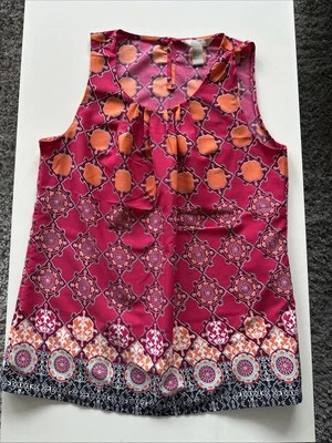 Blusa para mujer Banana Republic cuello redondo sin mangas multicolor talla pequeña Foto 1 de 2