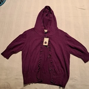 Arizona jeans girls XL purple button up short sleeve sweater NWT - Picture 1 of 5