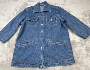 Vintage Bill Blass Jeans Jacket Womens Medium Blue Denim Button Up Utility 90s - Picture 1 of 15