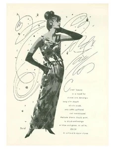 1964 Lord & Taylor Silk Surah Malcolm Starr Fashion Dress PRINT AD Hood Art - Bild 1 von 1