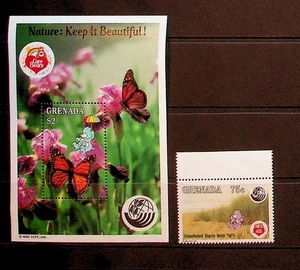 GRENADA Sc 2159-60 NH 1V+S/S OF 1992 - NATURE - BUTTERFLIES - (DF25) - Picture 1 of 1