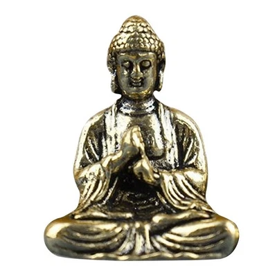 Mini Brass Sakyamuni Buddha Statue Compact for Indoors Outdoor Garden Car - Image 1 of 4