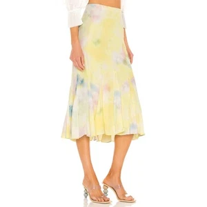 Alice+Olivia Jacqueline Midi Slip Skirt Godet Pastel Yellow Viscose US 8 NWT - Picture 1 of 19