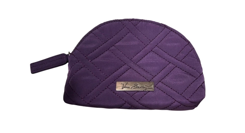 Mini bolsa de maquillaje Vera Bradley acolchada púrpura saúco estuche de cosméticos microfibra Foto 1 de 4