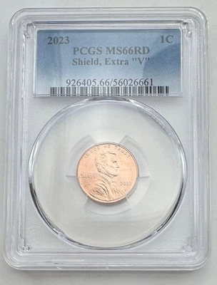 2023 Lincoln Shield Cent Extra V - PCGS Graded MS66RD - Penny - 1C - Xtra V - Image 1 of 2
