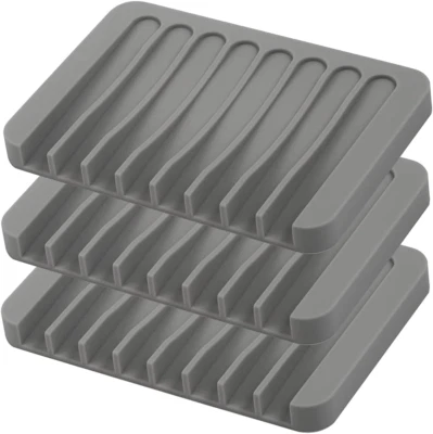 3PCS Self Draining Soap Holder, Premium Silicone Soap Dish, Soap Saver for Showe - Image 1 of 4