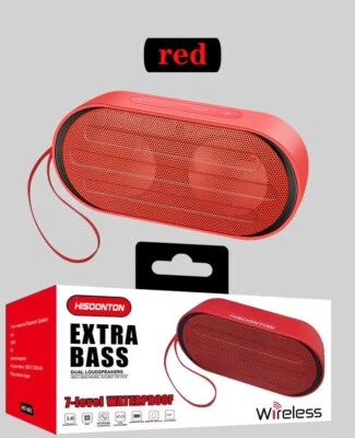 BLUETOOTH WIRELESS PORTABLE WATERPROOF DUAL SPEAKER RED - Image 1 of 4