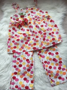 Set Kirschen ärmelloses Top/ Caprihose/ Haarteile Gr. 7 Slim (6-7) Gymboree - Bild 1 von 8