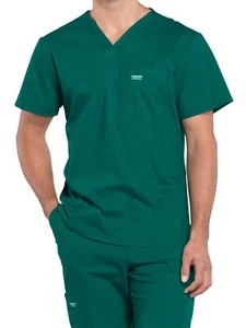 Cherokee Scrubs for Men V-Neck Top, Work Sz_X-Large_Hunter Green - Picture 1 of 8