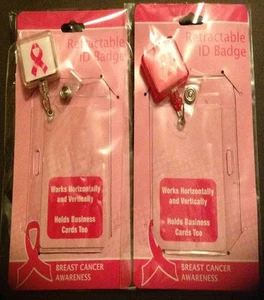 Breast Cancer Awareness Retractable Badge Name Tag Business Card Holder New - Picture 1 of 3