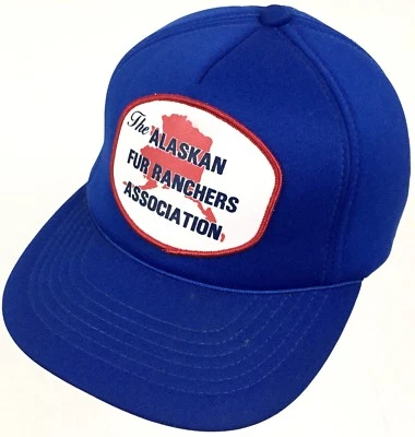Sombrero de ganadero de piel de Alaska de colección años 80 gorra de camionero azul Snapback toda espuma de colección Foto 1 de 4