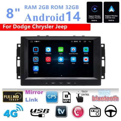 8'' Car Stereo Radio GPS Navigation For Dodge Caliber Ram Chrysler Jeep Compass - Image 1 of 4
