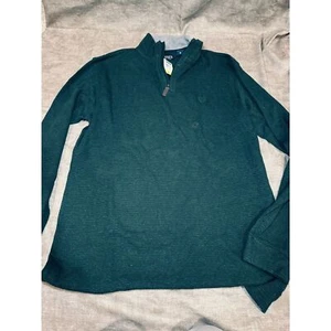NWT Chaps Mens Green Long sleeve quarter zip Henley size med higher collar - Picture 1 of 4