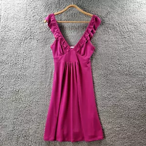 Vintage PORTMANS Womens Dress Size M Magenta Pink Stretch Knit Sleeveless V-Neck - Picture 1 of 13