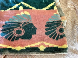 Wonderful Vintage Camp / Trade Blanket with Indians Hunting Bison 66" X 70" - Picture 1 of 24