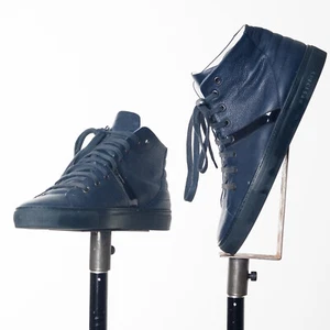 HYSIDEIS Sneakers Blue Leather High Top Men's Italy Made - Picture 1 of 5