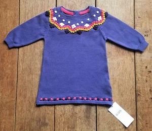 BNWT Beautiful M&S Purple Soft Knitted Cotton Baby Girls Dress 0-3 Months - Picture 1 of 5