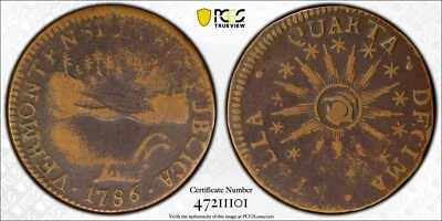 1786 Vermont Copper 1/2p RR-7 W2025 R3 VERMONTENSIUM F12 Furnace Run collection - Image 1 of 4