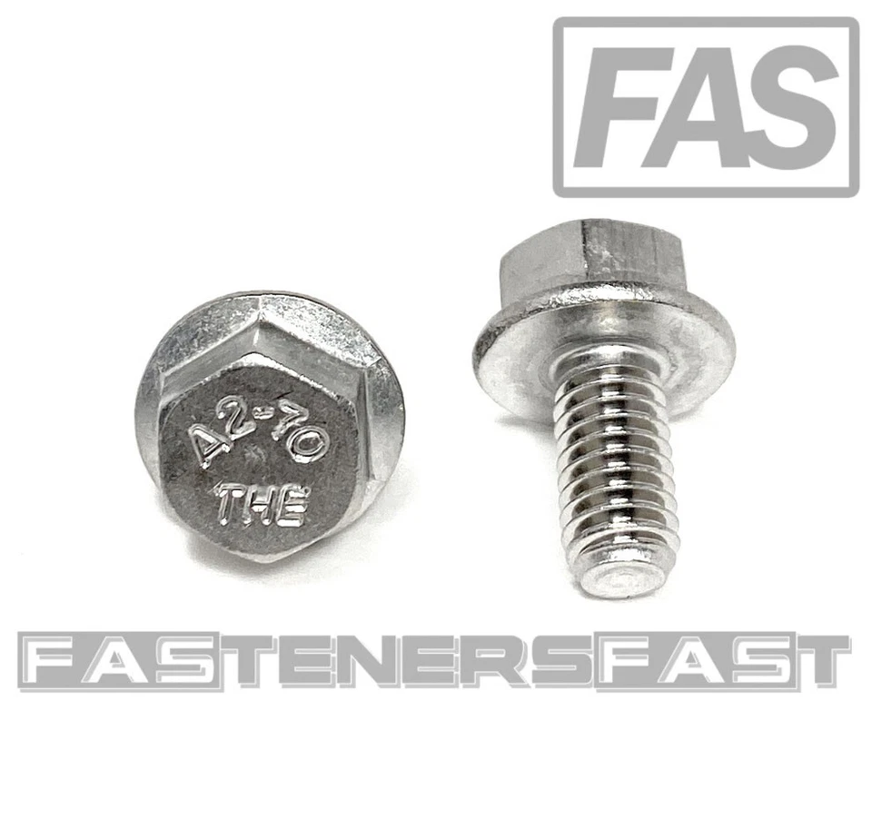 FAS (25) M6 x 1.00 x 12 Stainless Steel DIN6921 A2 Hex Flange Bolts M6x12mm Flange