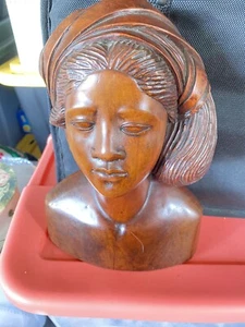 Busto artistico vintage fatto a mano teak legno pesante intagliato donna arte scultura unico alto 10 - Foto 1 di 1