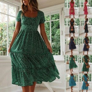 Women Boho Floral Beach Midi Dress Ladies Summer Holiday Party Swing Sundress