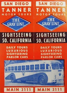 Vintage San Diego Bus Schedule Travel Brochure Tanner Tours Gray Line 1930-40s - Picture 1 of 4