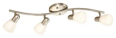 4-Light Brushed Nickel And White Glass Track Lighting Kit - Image 1 of 3