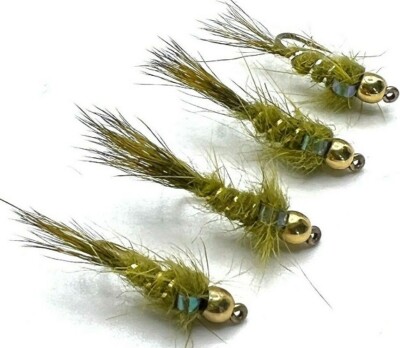 Trout Fly Fishing Flies OLIVE FLASHBACK GOLD ...
