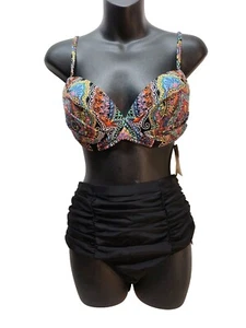 Raisins Bikini Swimsuit Large Del Sol 2 Piece Swimwear 14 W Bottom Top Plus - Picture 1 of 18
