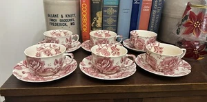 Set of Six 6 Johnson Bros England English Chippendale Cups & Saucers - Picture 1 of 8