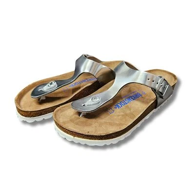 Sandali da donna Birkenstock Gizeh argento infradito in pelle taglia 39 regolare - Immagine 1 di 4