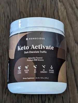 KETO ACTIVATE Konscious 黑巧克力 三角酮 BHB 饮食能量饮料 混合 — 第 1/4 张图片