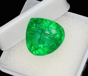 Natürlicher Smaragd lose Edelstein 9,60 ct Birnenform zertifiziert - Bild 1 von 4