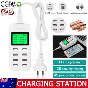 USB Hub Charging Station 8 port Phone Charger Multi Dock Charger Power Adapter - Picture 1 of 12