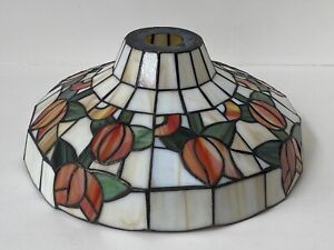 Vintage Tiffany style ceiling light shade stained glass floral Art Deco retro