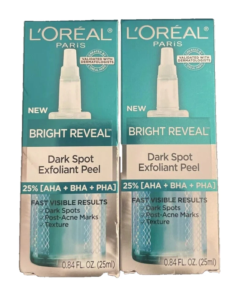 L'Oreal Paris Bright Reveal Dark Spot Exfoliant Peel, 25% AHA BHA PHA 2 Pack - Image 1 of 1
